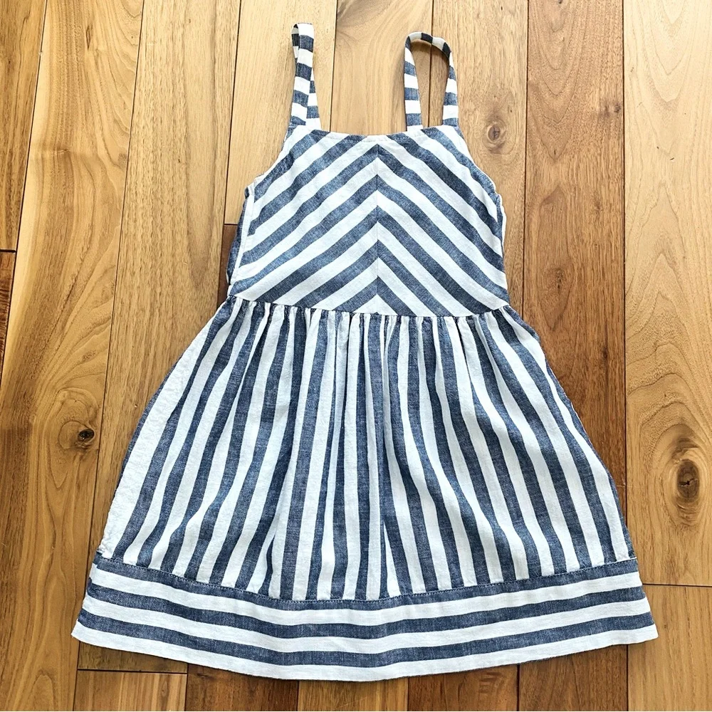 Carter’s Linen Blend Girls Striped Dress Size 6/6X Adjustable Straps